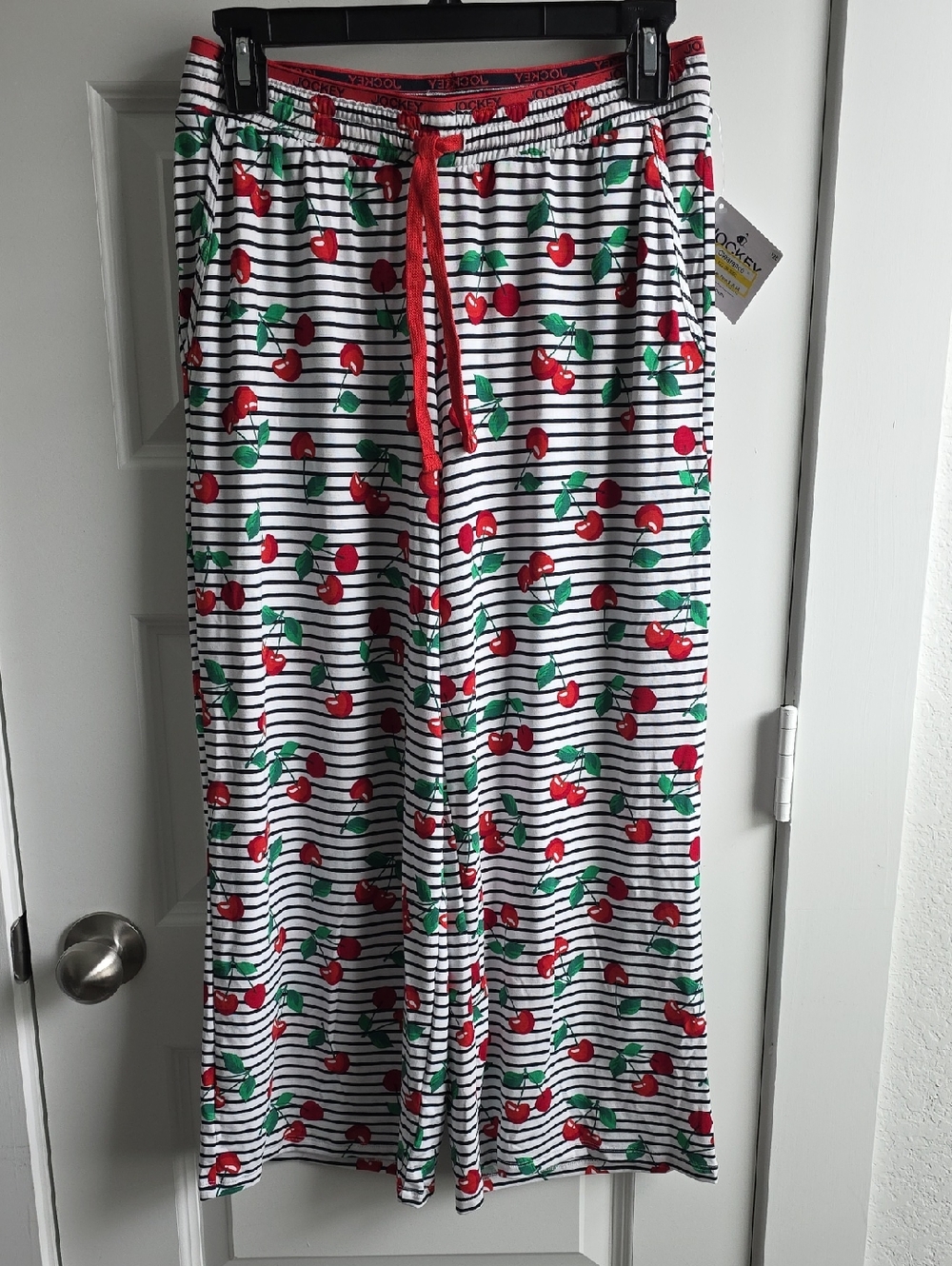 Jockey Cherry Stripe Lounge Crop Pants - Red & Green Small G045